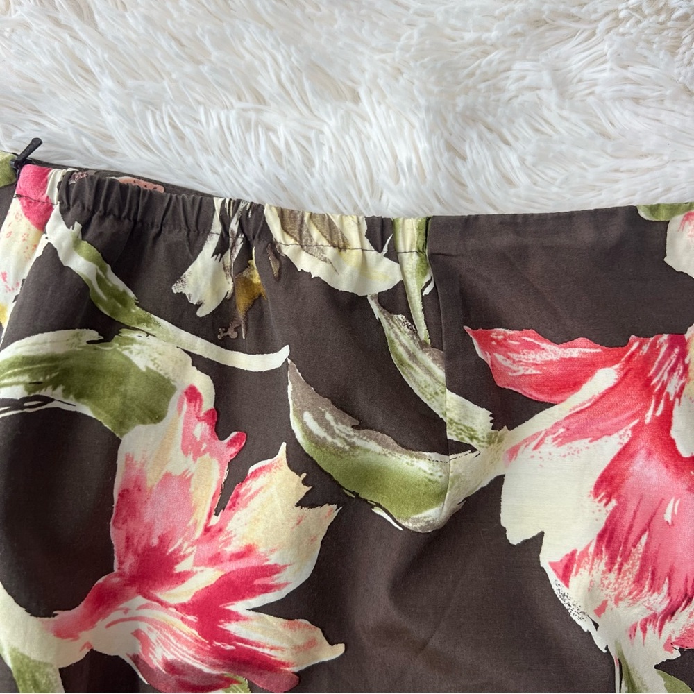Talbots silk blend floral skirt brown pink and yellow Sz 24W - Picture 10 of 11
